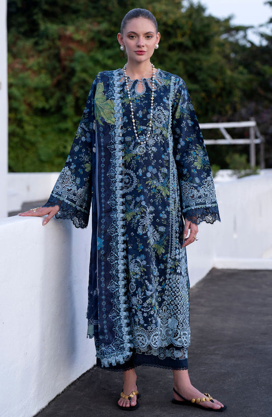 AJR Embroidered Lawn Unstitched 3 Piece Suit - AJR-PK-06 Eden - AJR25PK - Blue - Summer Collection