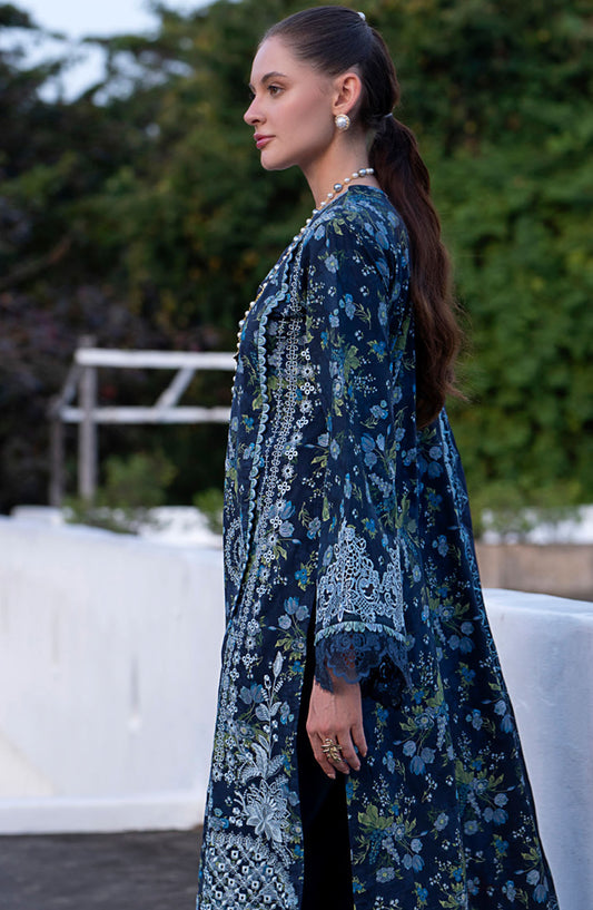 AJR Embroidered Lawn Unstitched 3 Piece Suit - AJR-PK-06 Eden - AJR25PK - Blue - Summer Collection