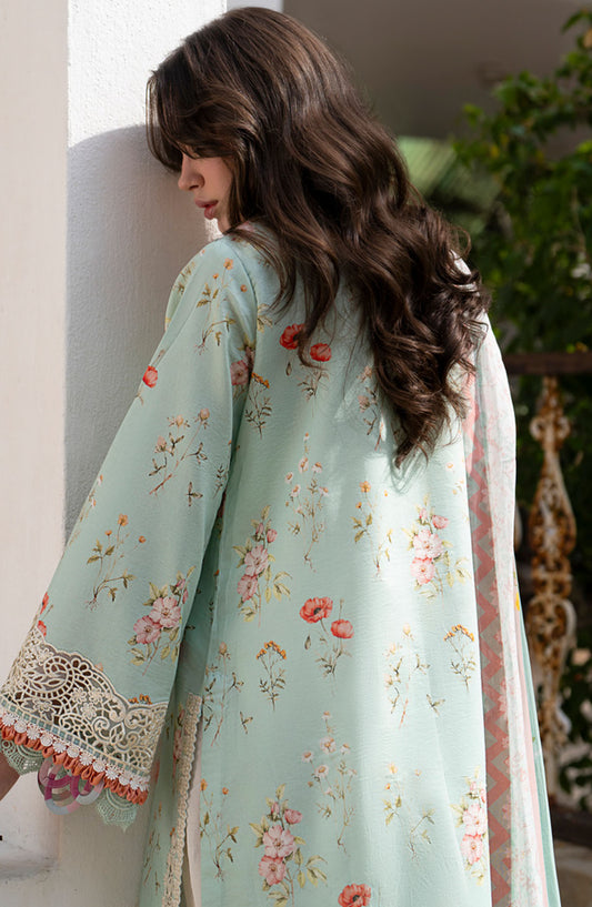 AJR Embroidered Lawn Unstitched 3 Piece Suit - AJR-PK-07 Aqua - AJR25PK - Green - Summer Collection