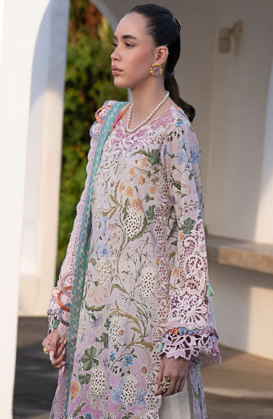 AJR Embroidered Lawn Unstitched 3 Piece Suit - AJR-PK-08 Rose - AJR25PK - Purple - Summer Collection