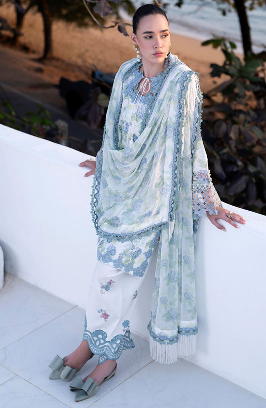 AJR Embroidered Lawn Unstitched 3 Piece Suit - AJR-PK-09 Isle - AJR25PK - White - Summer Collection