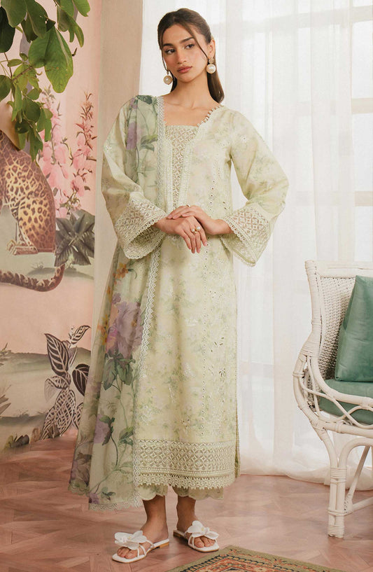Armelia by Ayzel Embroidered Lawn Unstitched 3 Piece - AL-25-V1-01 Mirelia - AY25A - Green - Summer Collection