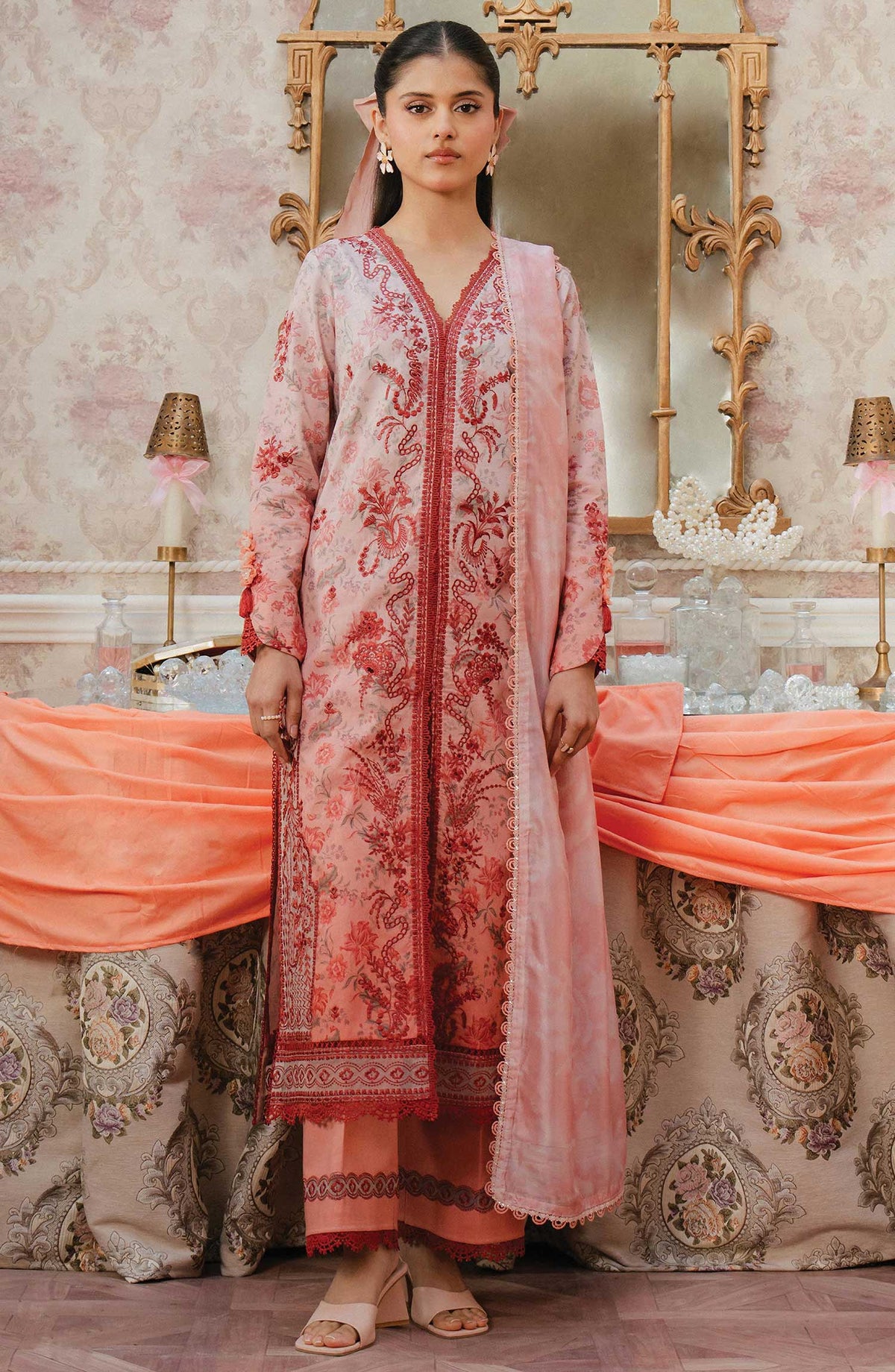 Armelia by Ayzel Embroidered Lawn Unstitched 3 Piece - AL-25-V1-02 Ayla - AY25A - Pink - Summer Collection