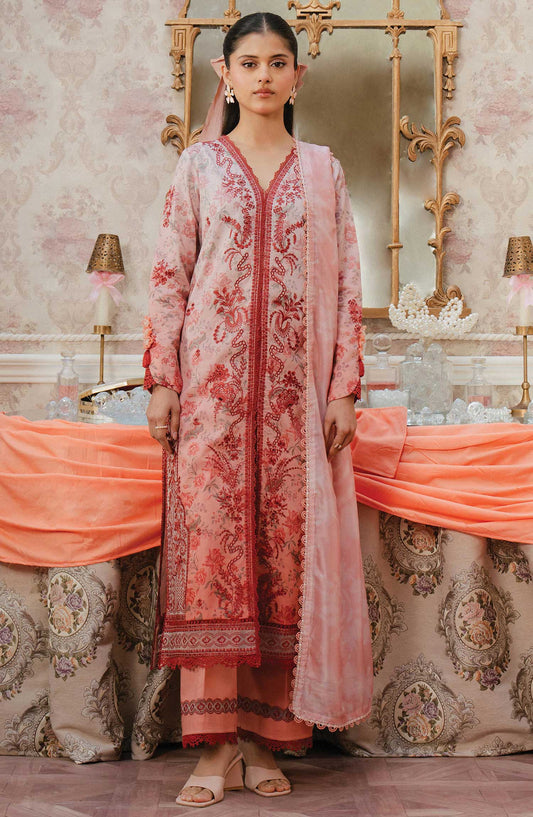 Armelia by Ayzel Embroidered Lawn Unstitched 3 Piece - AL-25-V1-02 Ayla - AY25A - Pink - Summer Collection