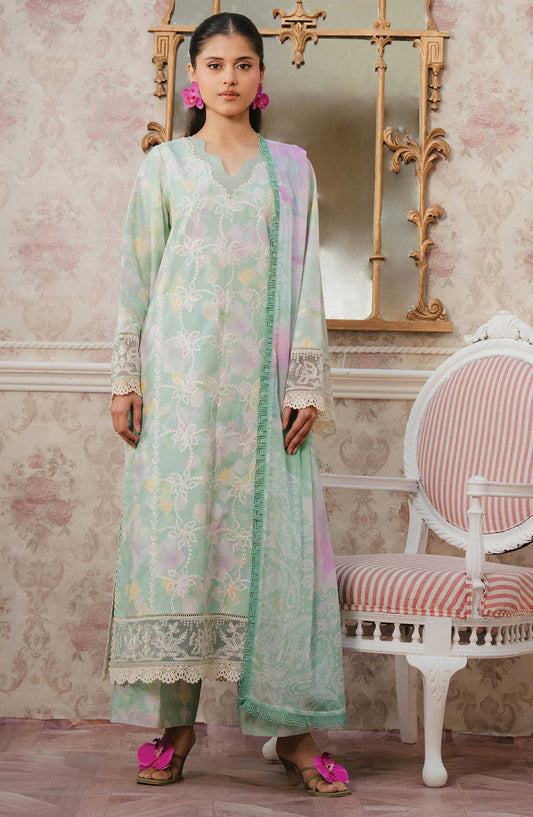 Armelia by Ayzel Embroidered Lawn Unstitched 3 Piece - AL-25-V1-03 Liora - AY25A - Green - Summer Collection