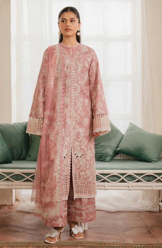 Armelia by Ayzel Embroidered Lawn Unstitched 3 Piece - AL-25-V1-05 Sylvie - AY25A - Pink - Summer Collection