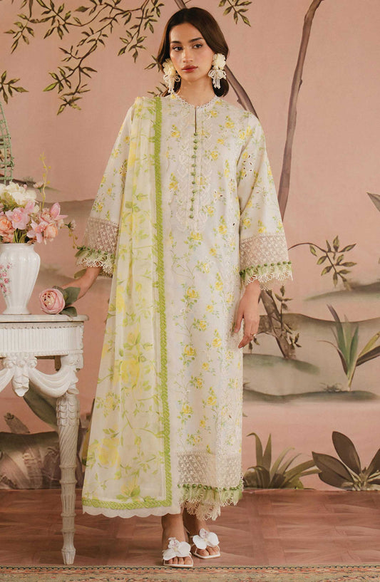 Armelia by Ayzel Embroidered Lawn Unstitched 3 Piece - AL-25-V1-06 Cyrilla - AY25A - Off White - Summer Collection