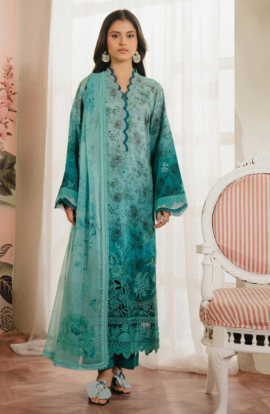 Armelia by Ayzel Embroidered Lawn Unstitched 3 Piece - AL-25-V1-09 Esmera - AY25A - Green - Summer Collection