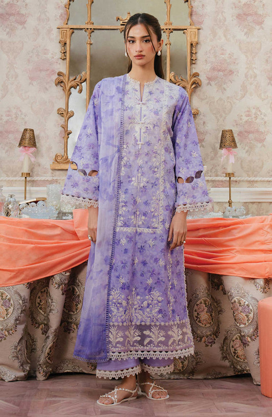 Armelia by Ayzel Embroidered Lawn Unstitched 3 Piece - AL-25-V1-10 Delilah - AY25A - Purple - Summer Collection
