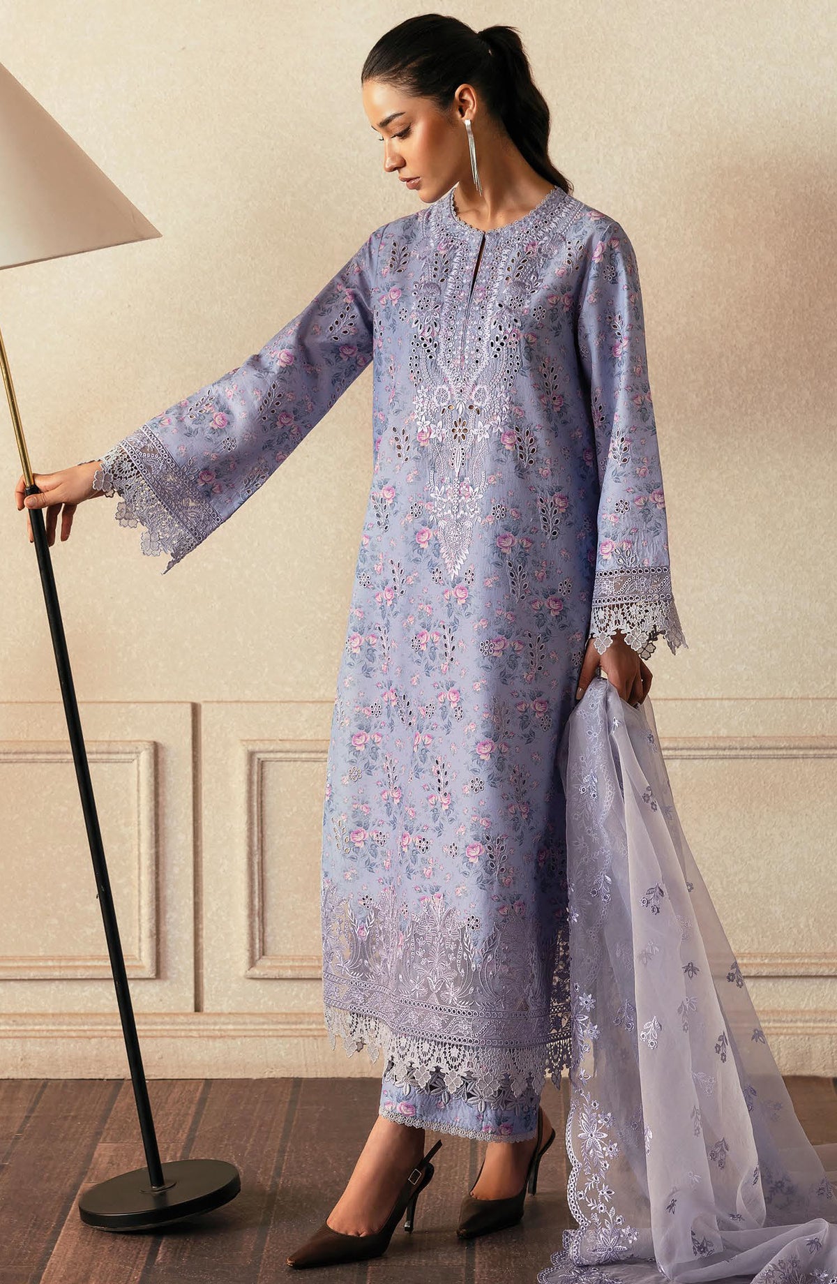 Daybreak by Afrozeh Embroidered Lawn Unstitched 3 Piece Suit - AL-25-V11-08 Dawn Dusted - Purple - Summer Collection