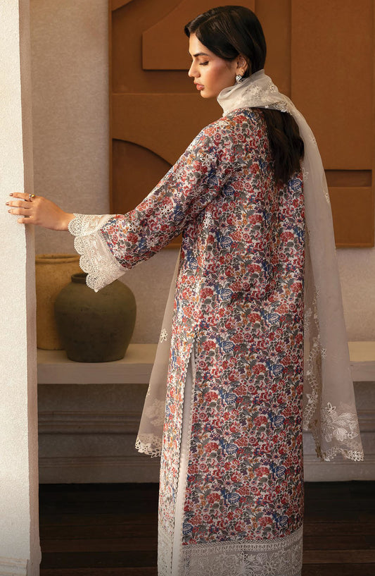 Daybreak by Afrozeh Embroidered Lawn Unstitched 3 Piece Suit - AL-25-V11-12 Sun Spun - White - Summer Collection