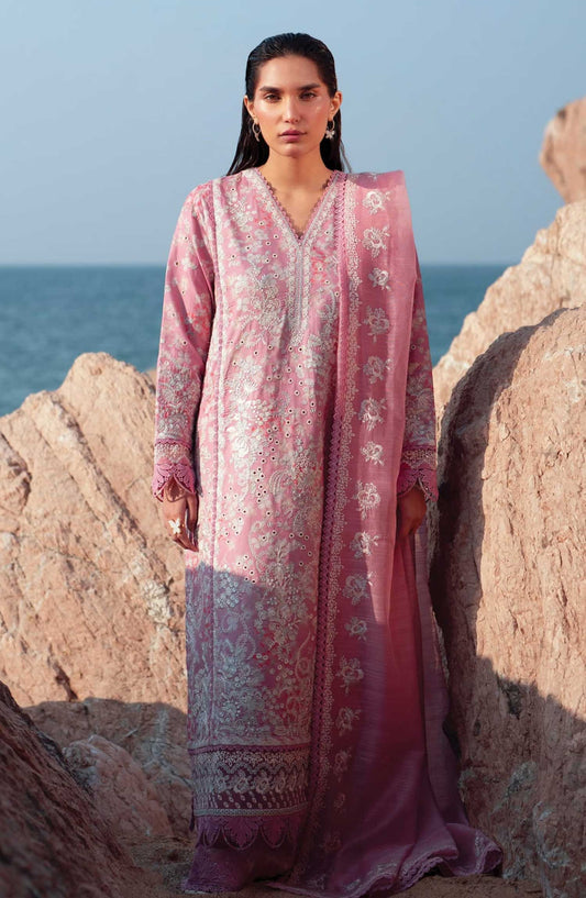 Afrozeh Embroidered Lawn Unstitched 3 Piece Suit - AL-25-V3-10 Pearls - Pink - Summer Collection