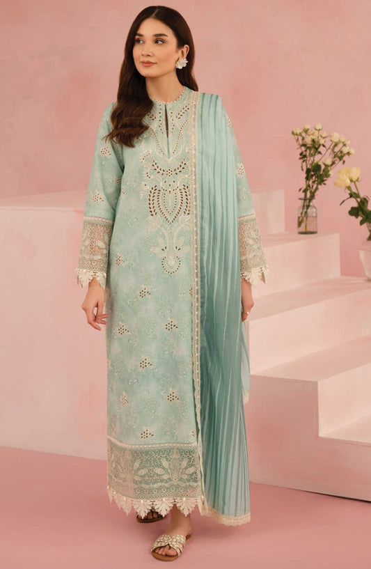 Floral Charm by Afrozeh Embroidered Lawn Unstitched 3 Piece - AL-25-V5-02 Leonora - AF25FC - Green - Summer Collection