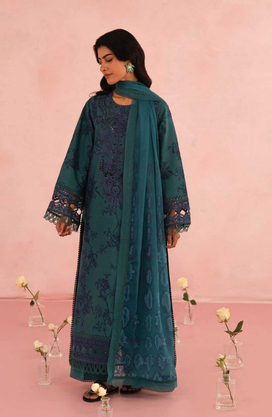 Floral Charm by Afrozeh Embroidered Lawn Unstitched 3 Piece - AL-25-V5-03 Acacia - AF25FC - Blue - Summer Collection