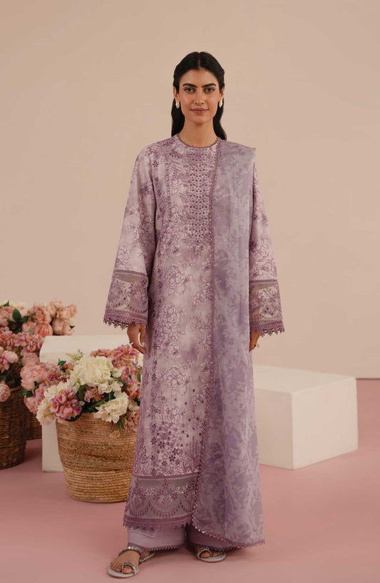 Floral Charm by Afrozeh Embroidered Lawn Unstitched 3 Piece - AL-25-V5-10 Bellerose - AF25FC - Purple - Summer Collection