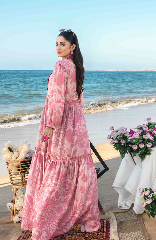 Alzane By Tawakkal Fabric Printed Swiss Stitched 1 Piece Maxi - D-1409 - TF25APSM - Pink - Summer Collection