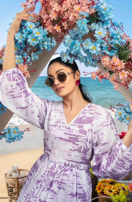 Alzane By Tawakkal Fabric Printed Swiss Stitched 1 Piece Maxi - D-1407 - TF25APSM - Purple - Summer Collection