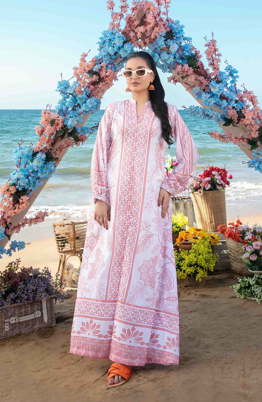 Alzane by Tawakkal Fabric Printed Lawn Stitched 1 Piece Maxi - D-1400 - TF25ALV2 - Pink - Summer Collection