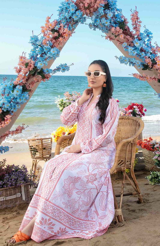Alzane by Tawakkal Fabric Printed Lawn Stitched 1 Piece Maxi - D-1400 - TF25ALV2 - Pink - Summer Collection
