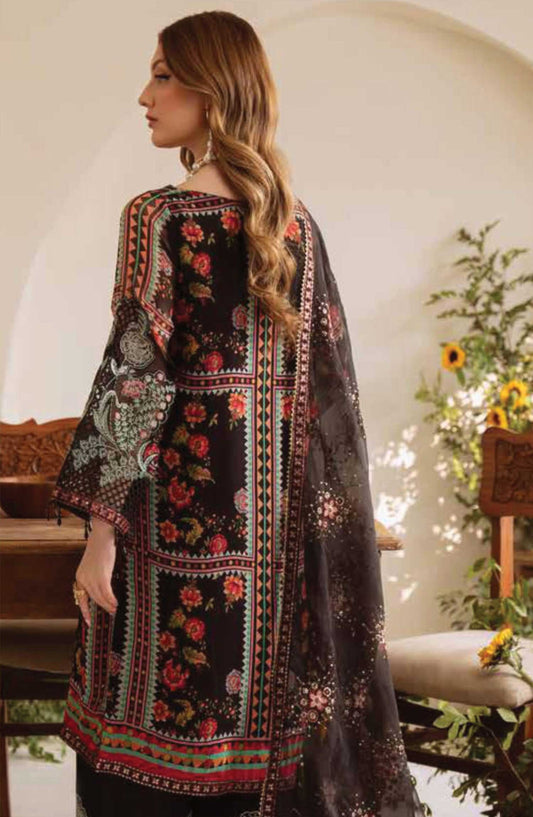 Amaya by Nureh Embroidered Chiffon Unstitched 4 Piece - AM 11 - NU25A - Black - Festive Collection