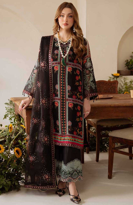 Amaya by Nureh Embroidered Chiffon Unstitched 4 Piece - AM 11 - NU25A - Black - Festive Collection