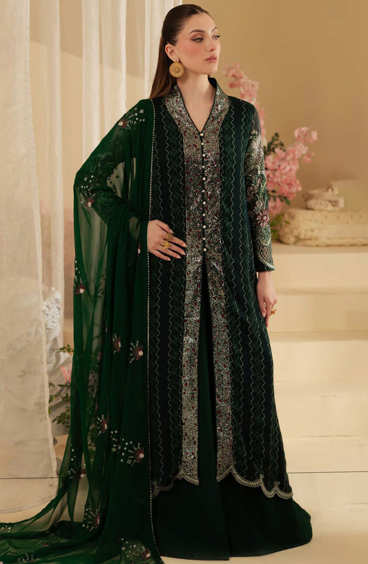 Amaya by Nureh Embroidered Chiffon Unstitched 4 Piece Suit - AM-16 - NU25ALC - Green - Wedding Collection