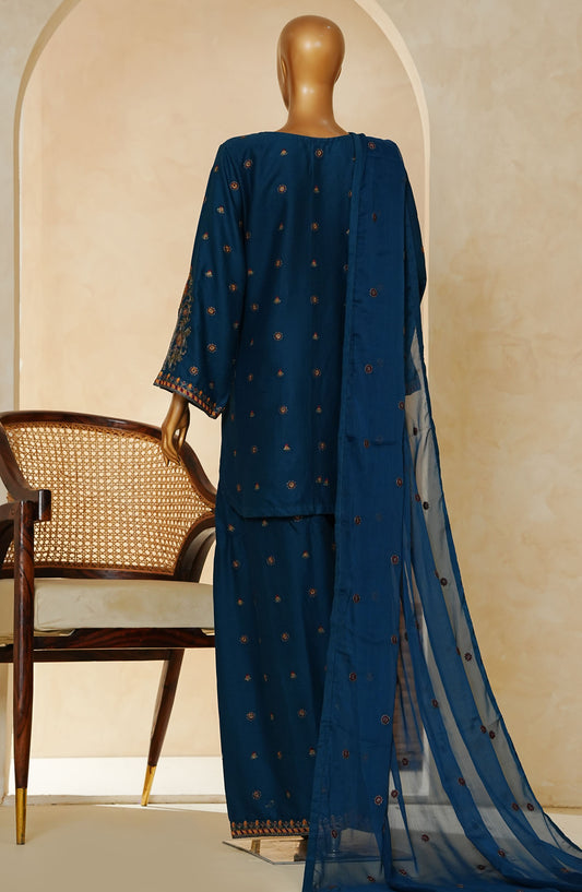 Amna Khadija Embroidered Cotton Stitched 3 Piece Suit - DDEE-02 - AM25DDEE - Blue - Festive Collection
