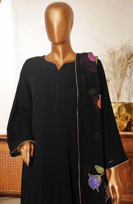 Naqsh by Amna Khadija Fancy Chiffon Stitched 3 Piece Frock - NLF-03 - AM25NLF - Black - Festive Collection