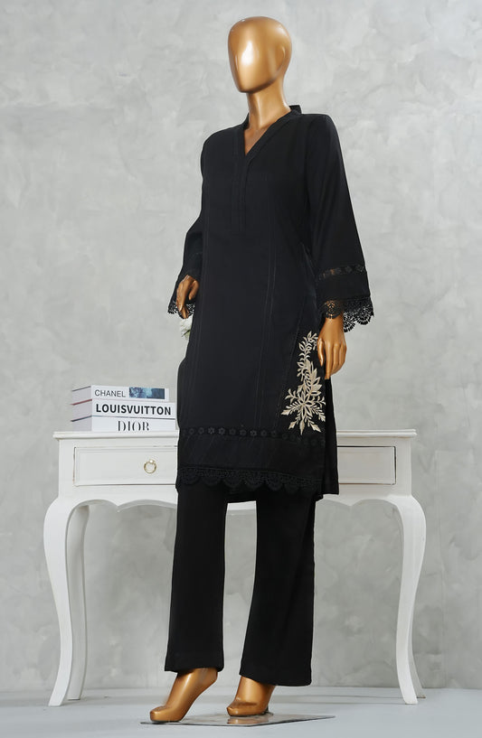 Kaya by Amna Khadija Embroidered Cotton Stitched 2 Piece Suit - DS-113 A - AM25KAYAD2 - Black - Summer Collection