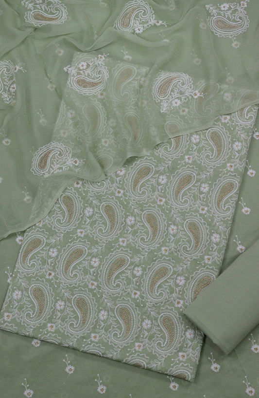 Nuriya by Amna Khadija Embroidered Lawn Unstitched 3 Piece Suit - D-03 - AM25NUYBC - Green - Summer Collection