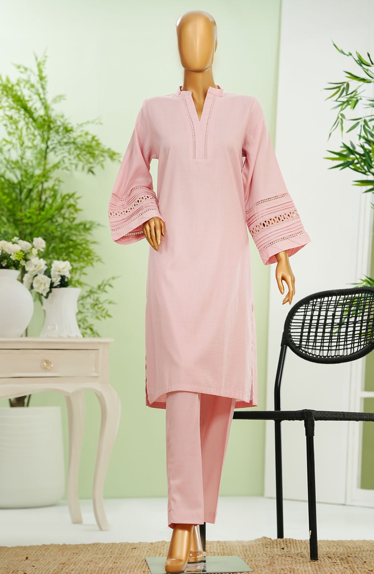 Maahe by Amna Khadija Embroidered Cotton Jacquard Stitched 2 Piece Suit - AM25MLPSD5 - MLPS-18 - Pink - Casual Collection