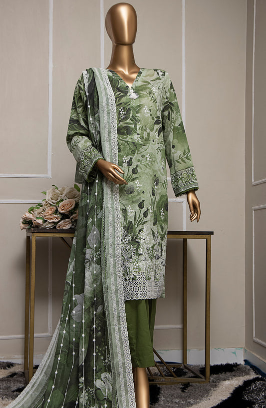HZ Textile Embroidered Lawn Unstitched 3 Piece Suit - PLK-1031 - HZ25PLKV2 - Green - Summer Collection
