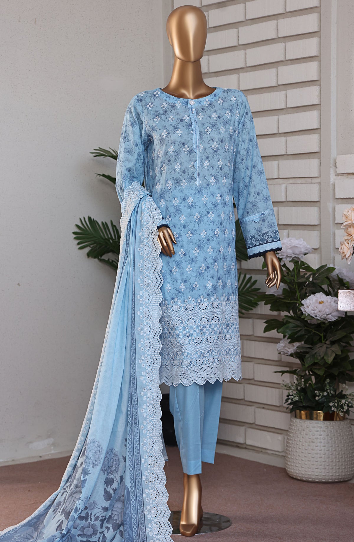HZ Textile Embroidered Lawn Unstitched 3 Piece Suit - PLK-817 - HZ25PLKV2 - Blue - Summer Collection
