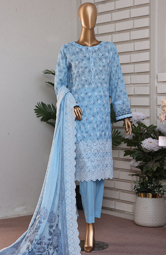 HZ Textile Embroidered Lawn Unstitched 3 Piece Suit - PLK-817 - HZ25PLKV2 - Blue - Summer Collection