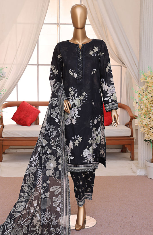HZ Textile Printed Lawn Unstitched 3 Piece Suit - LP-551 - HZ25LUXP - Black - Summer Collection