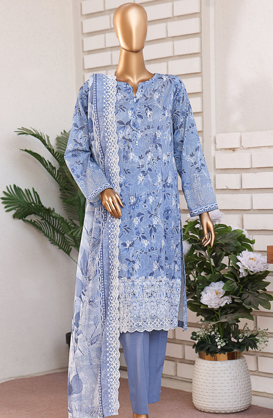 HZ Textile Embroidered Lawn Unstitched 3 Piece Suit - PLK-1025 - HZ25PLKV2 - Blue - Summer Collection