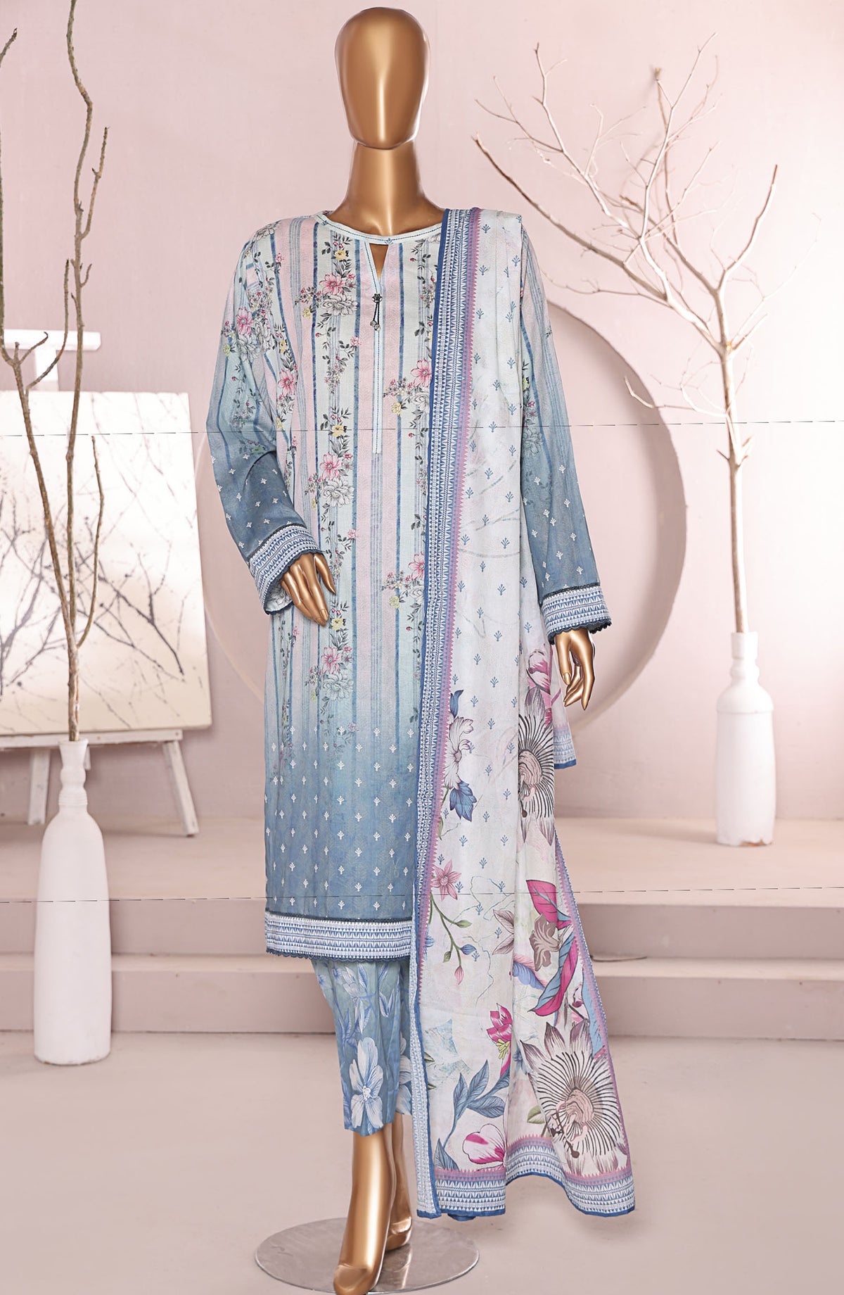 HZ Textile Printed Lawn Unstitched 3 Piece Suit - LP-552 - HZ25LUXP - Blue - Summer Collection