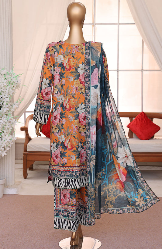 HZ Textile Printed Lawn Unstitched 3 Piece Suit - LP-543 - HZ25LUXP - Orange - Summer Collection