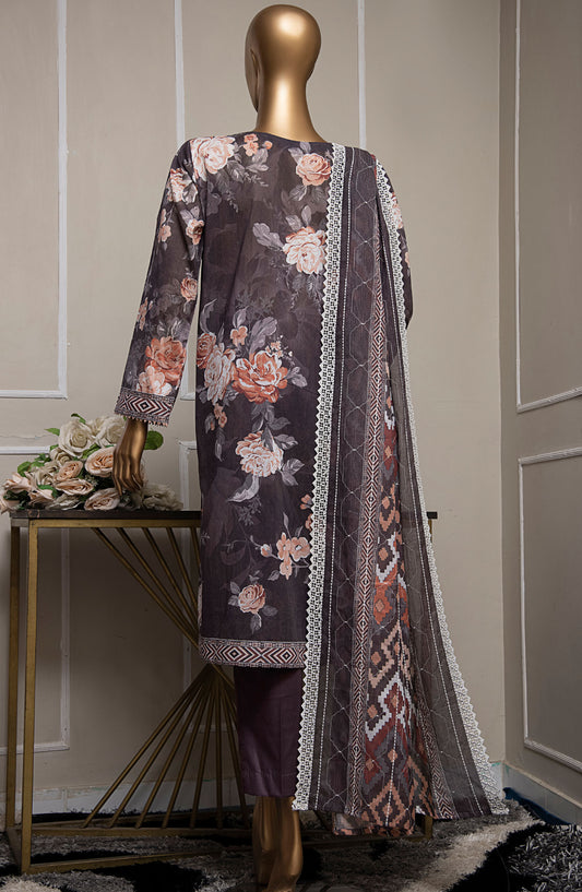 HZ Textile Embroidered Lawn Unstitched 3 Piece Suit - PLK-1027 - HZ25PLKV2 - Brown - Summer Collection