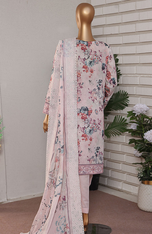 HZ Textile Embroidered Lawn Unstitched 3 Piece Suit - PLK-1028 - HZ25PLKV2 - Pink - Summer Collection