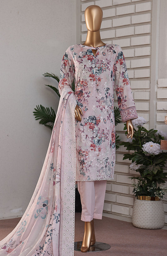 HZ Textile Embroidered Lawn Unstitched 3 Piece Suit - PLK-1028 - HZ25PLKV2 - Pink - Summer Collection