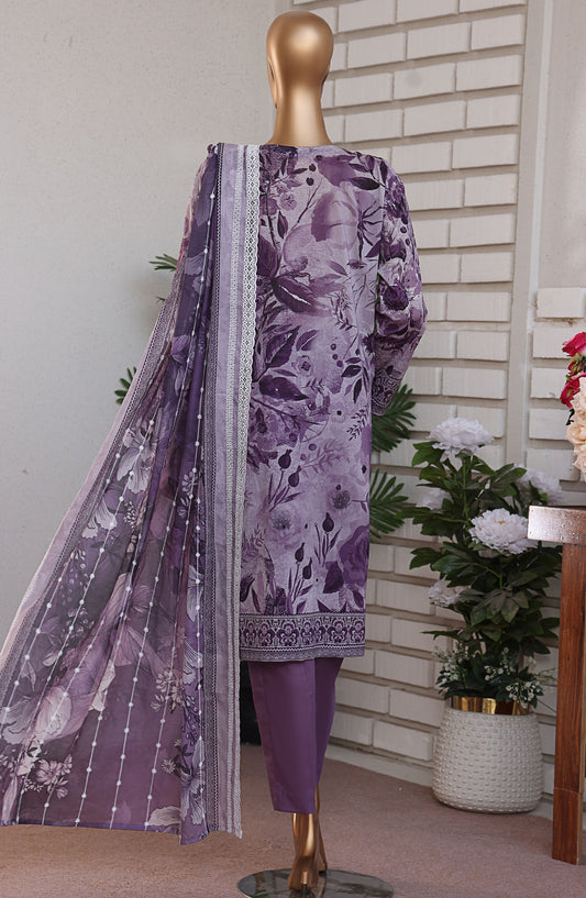 HZ Textile Embroidered Lawn Unstitched 3 Piece Suit - PLK-1030 - HZ25PLKV2 - Purple - Summer Collection