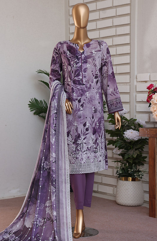HZ Textile Embroidered Lawn Unstitched 3 Piece Suit - PLK-1030 - HZ25PLKV2 - Purple - Summer Collection