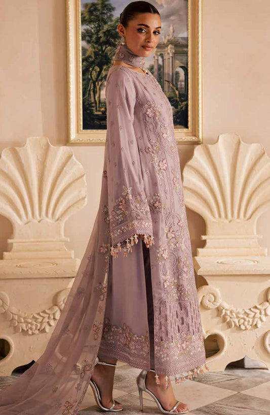 Miraal by Emaan Adeel Embroidered Chiffon Unstitched 3 Piece Suit - Elnaz - ED25MLC - Purple - Festive Collection