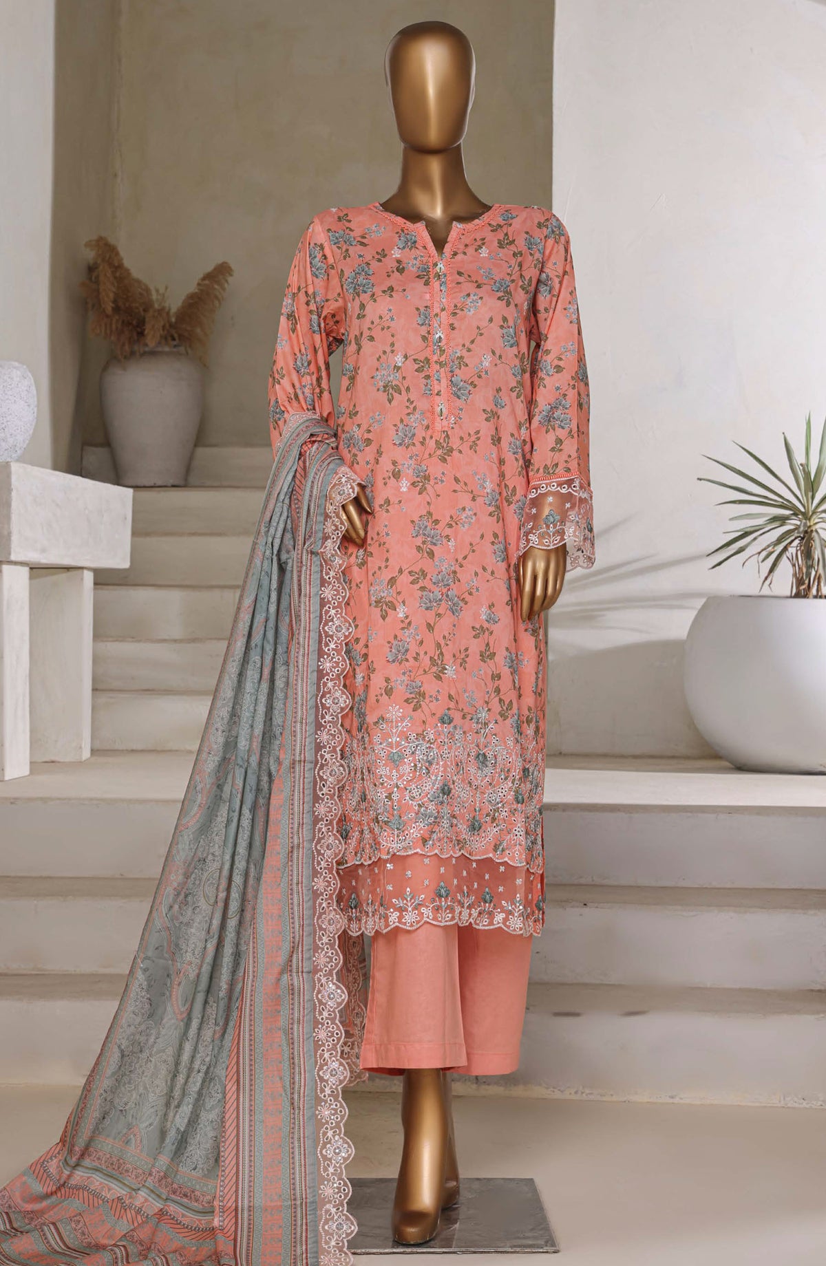 Amyrah by Sadabahar Embroidered Lawn Stitched 3 Piece Suit - D-08 - SBD25AMYV3 - Pink - Summer Collection