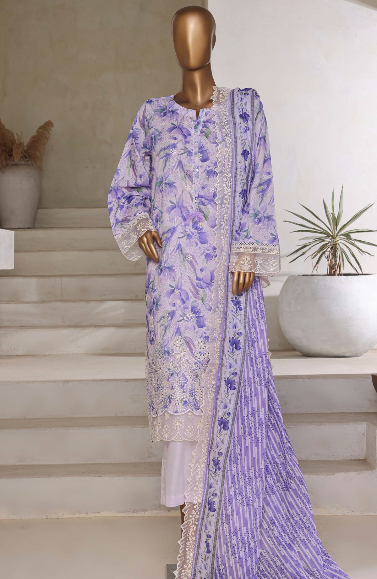 Amyrah by Sadabahar Embroidered Lawn Stitched 3 Piece Suit - D-06 - SBD25AMYV3 - Off White - Summer Collection