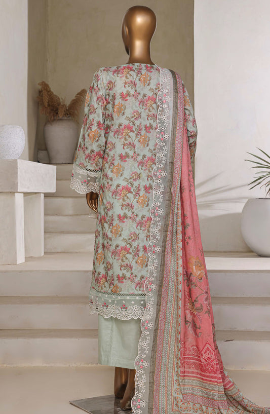 Amyrah by Sadabahar Embroidered Lawn Stitched 3 Piece Suit - D-02 - SBD25AMYV3 - Grey - Summer Collection