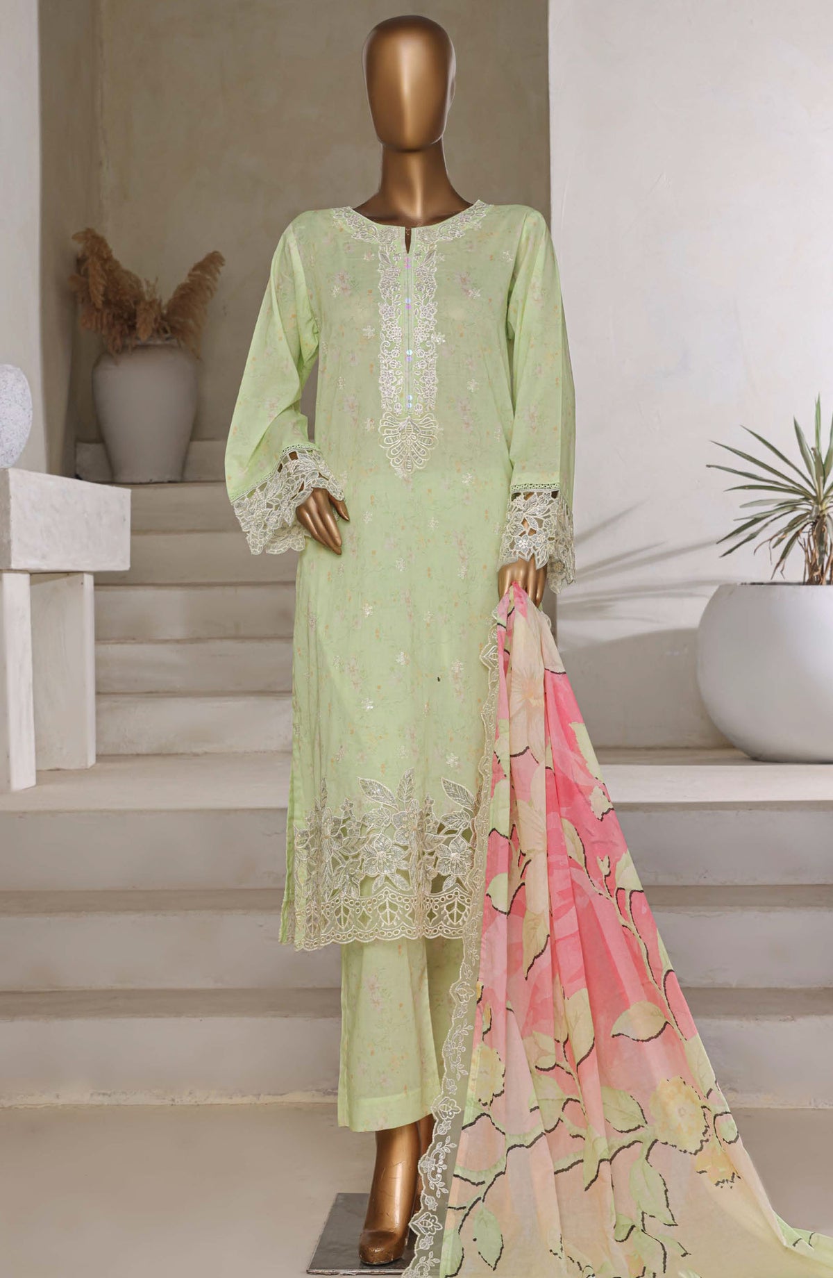 Amyrah by Sadabahar Embroidered Lawn Stitched 3 Piece Suit - D-01 - SBD25AMYV3 - Green - Summer Collection