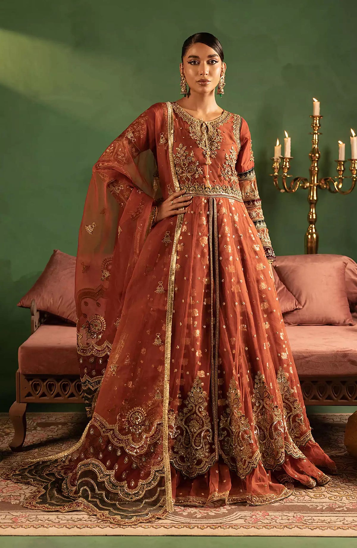 Abrish Luxury Formal Collection By Diara Couture - ANARKALI - US-607 - RUST