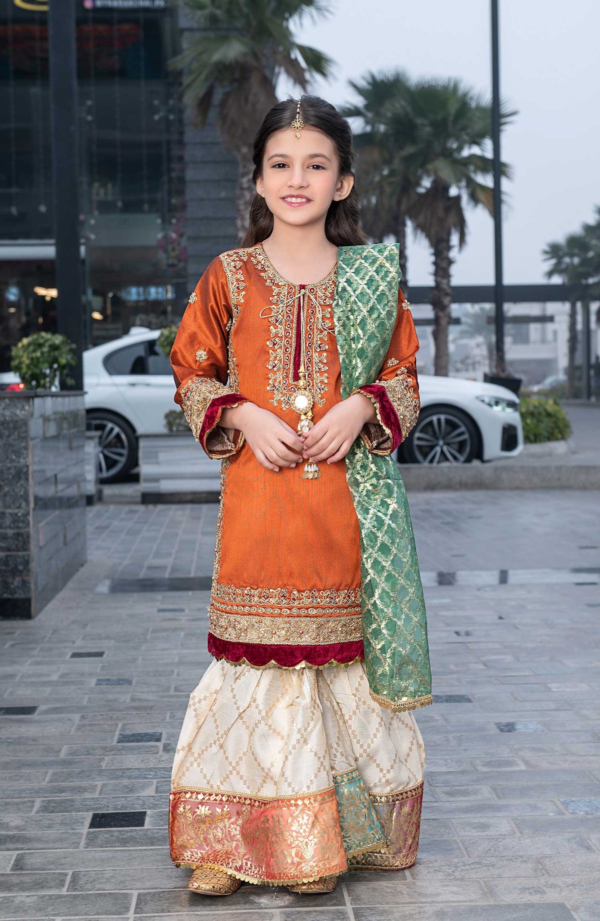 Allys Embroidered Raw Silk Suits Pret AR-83 Orange Festive Collection